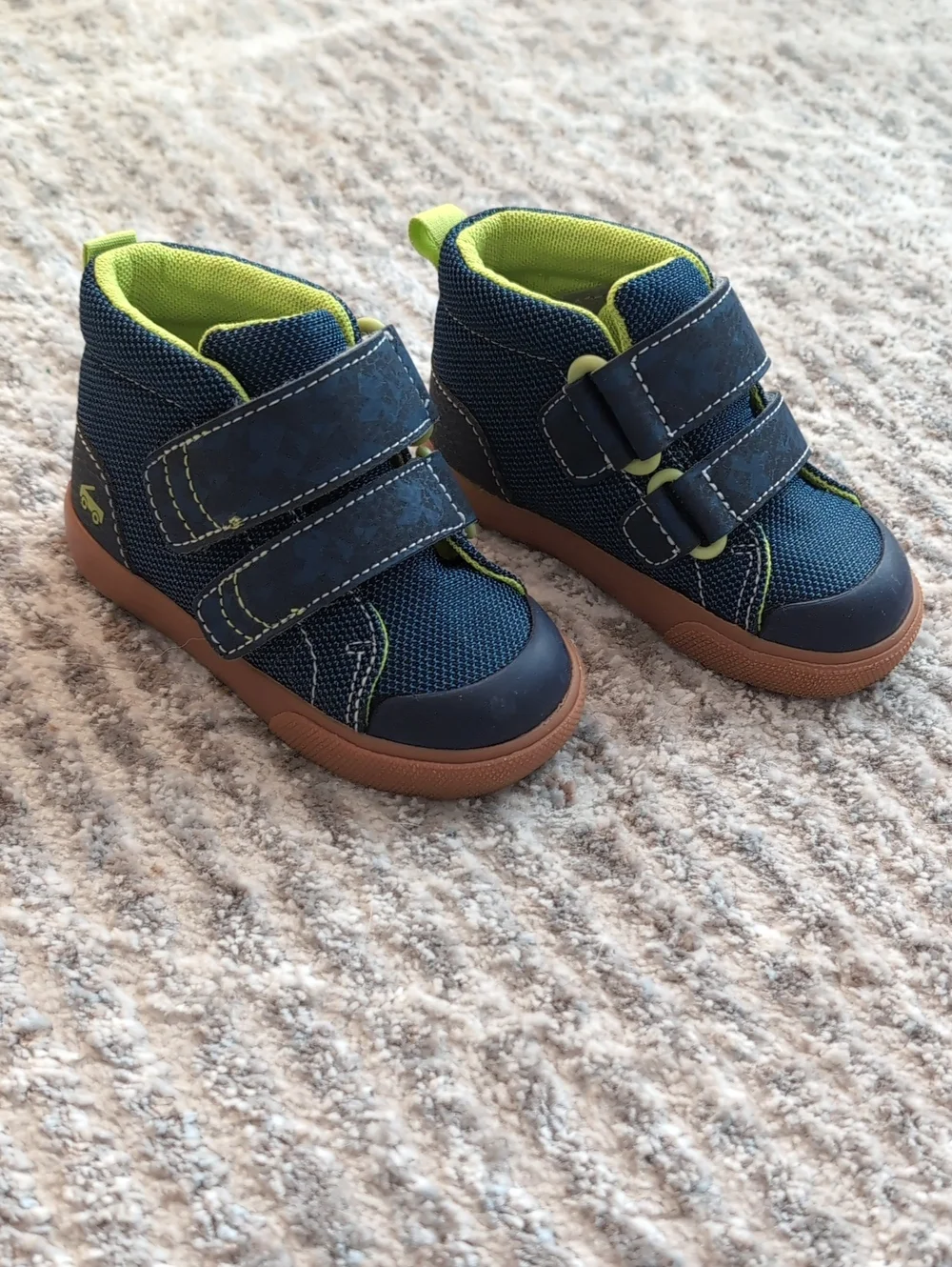 Toddler Boys See Kai Run Size 6 - Navy/Lime High-Top Sneakers with Velcro Straps